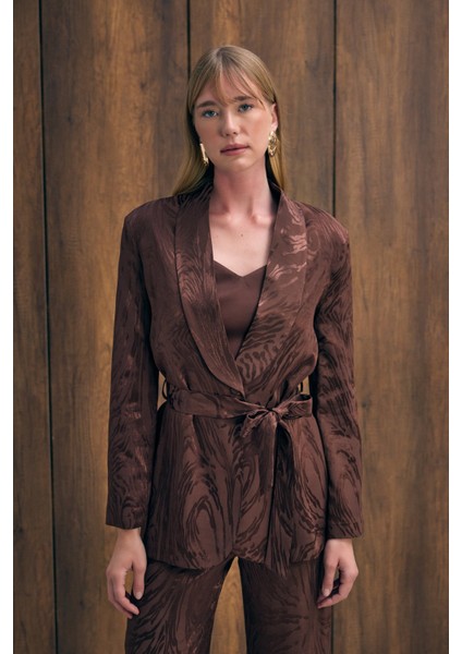 Kuşaklı Uzun Ceket - Kahve modelleri