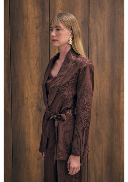 Kuşaklı Uzun Ceket - Kahve indirimleri