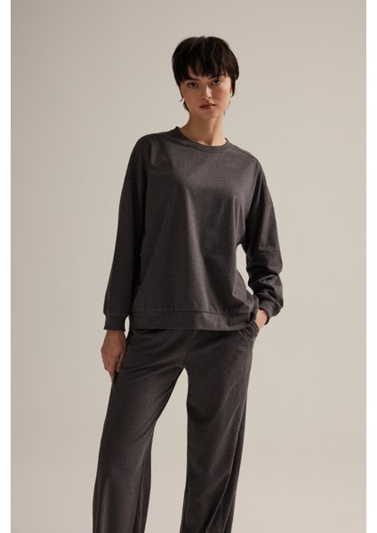 Kadın Pamuklu Uzun Kollu Pijama Üstü