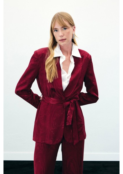 Kuşaklı Uzun Ceket - Bordo fiyatları