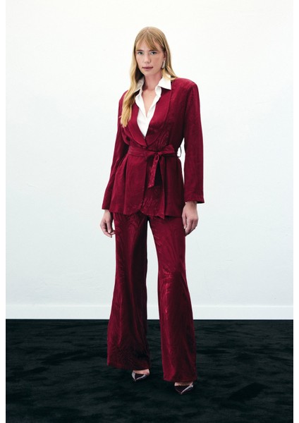 Kuşaklı Uzun Ceket - Bordo modelleri