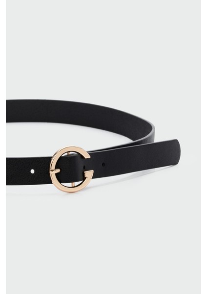 Yuvarlak Tokalı Suni Deri Kemer Siyah fiyatları