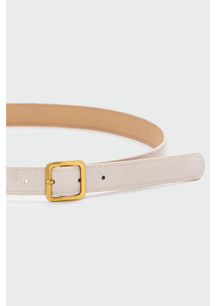 Kare Tokalı Suni Deri Kemer Krem fiyatları