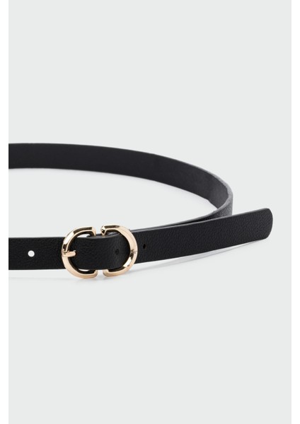 Çift Oval Tokalı Suni Deri Kemer Siyah fiyatları