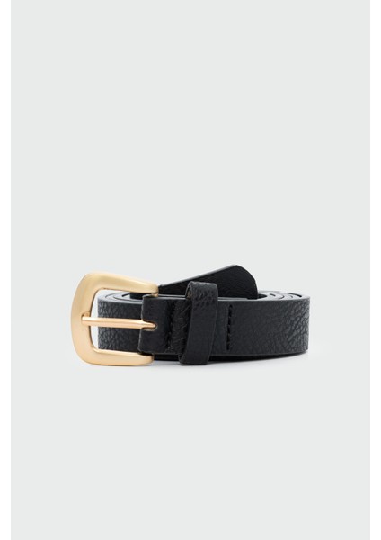 Kare Tokalı Suni Deri Kemer Siyah