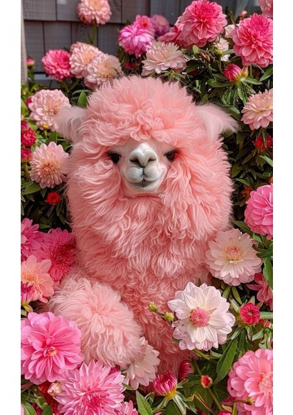 Çiçekler Içinde Pembe Lama Ev Duvar Salon Güzellik Salonu Ofis Dükkan Dekarasyon Kanvas Tablo fiyatları