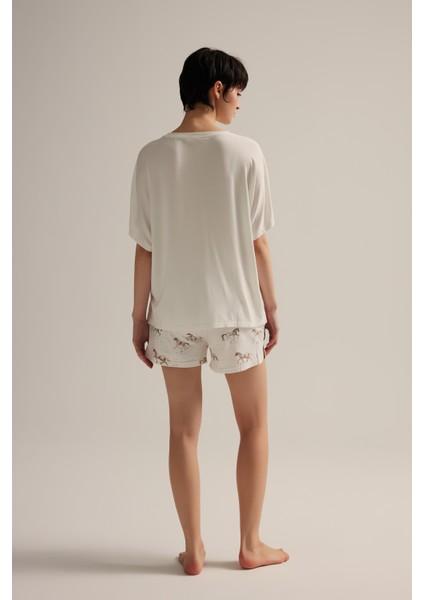 Kadın Pamuklu Kısa Kollu Pijama Üstü fırsatları