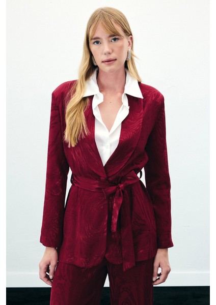 Kuşaklı Uzun Ceket - Bordo fırsatları