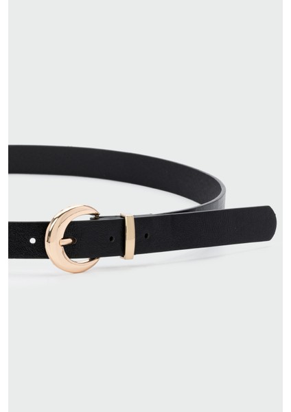 Oval Tokalı Suni Deri Kemer Siyah fiyatları