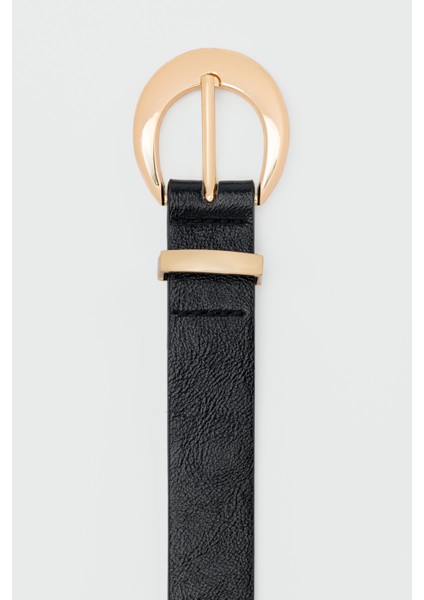 Oval Tokalı Suni Deri Kemer Siyah modelleri