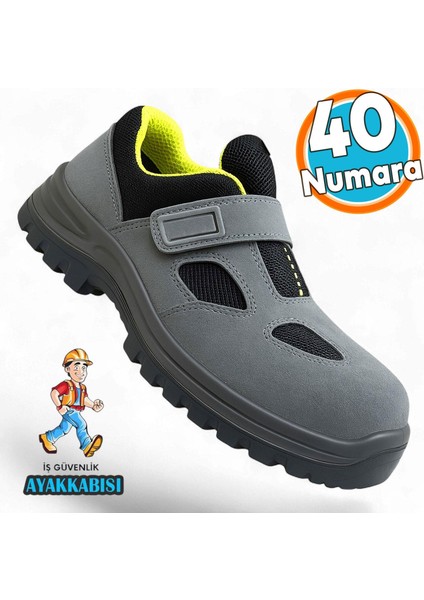 Iş Ayakkabısı S1 Cırtlı Çelik Burunlu Süet Inşaat Güvenlik Ayakkabısı Kaymaz Tabanlı 40 Numara