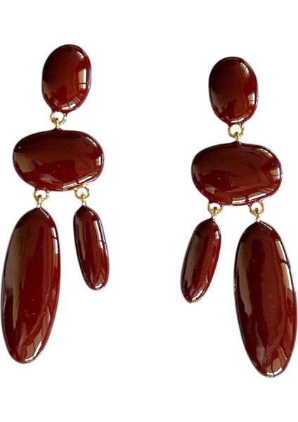 Sallantılı Reçine Oval Küpe