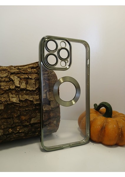 Iphone 14 Pro Max Yumuşak Plastik Lens Korumalı Metal Görünümlü Slot Silikon Kılıf