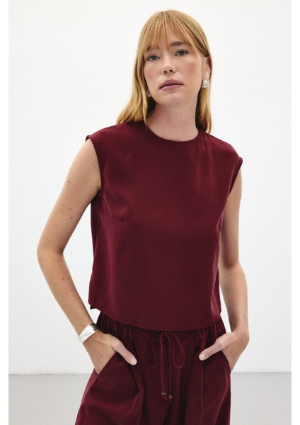 Kolsuz Salaş Bluz - Bordo