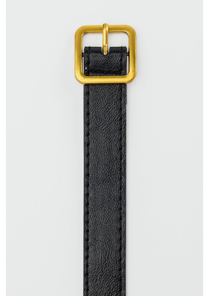 Kare Tokalı Suni Deri Kemer Siyah modelleri