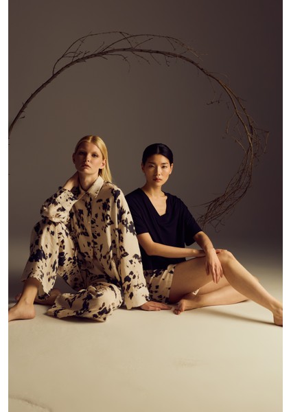 Kadın Modal Dokuma Uzun Kollu Gömlek