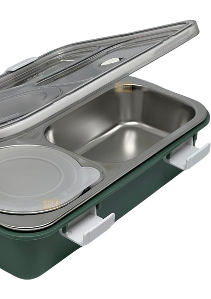 Bento 850ML Lunchbox Yeni Koleksiyon Tek Katlı 4 Bölmeli ve Kaseli Çelik Sefer Tası Yemek Kutusu modelleri