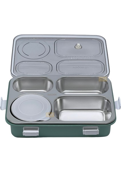 Bento 850ML Lunchbox Yeni Koleksiyon Tek Katlı 4 Bölmeli ve Kaseli Çelik Sefer Tası Yemek Kutusu fırsatları