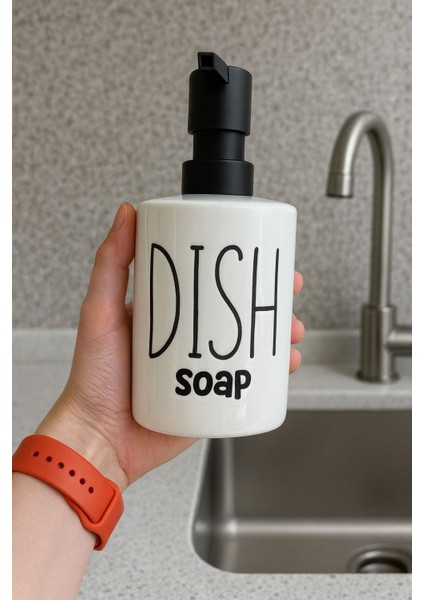 2'li Metal Standlı Süngerli Sabunluk Seti - Mutfak Sıvı Sabun Bulaşık Deterjanı Şişesi 400ML - Siyah-Beyaz modelleri