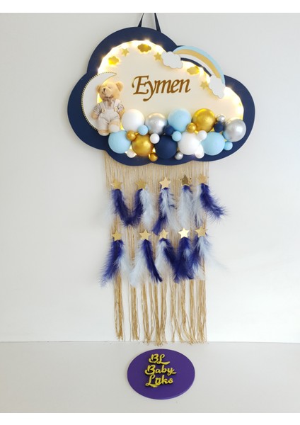 Bubble Ledli Bulut Bebek Kapı Süsü Krem Lacivert Gold fiyatları