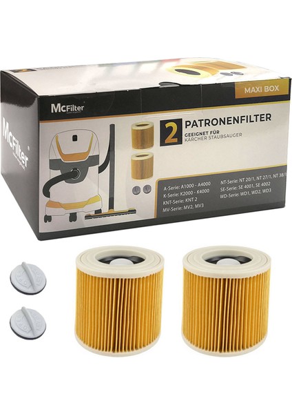 | Karcher Uyumlu 2ADET WD3P 3.500 3.800 Nt/27 2500 2200 Süpürge Silindirik Hepa Filtresi
