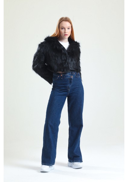 Ingiliz Yaka Crop Kürk Ceket