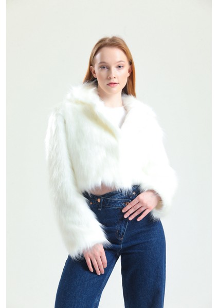 Ingiliz Yaka Crop Kürk Ceket