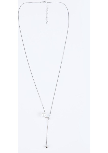 Gümüş Rengi Metal Top Detaylı Incili Ayarlanabilir Kolye fiyatları