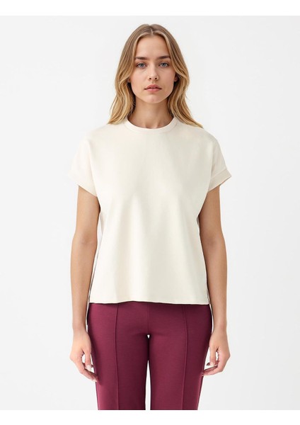 Taş Kısa Kollu Bisiklet Yaka Şerit Detaylı Örme Tişört fırsatları