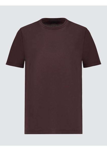 Acı Kahve Bisiklet Yaka Kısa Kollu Modal Örme Tişört