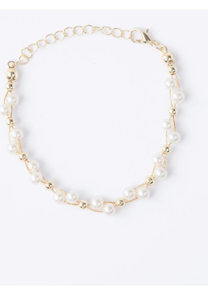 Altın Rengi Inci Detaylı Altın Kaplama Ayarlanabilir Bileklik fırsatları