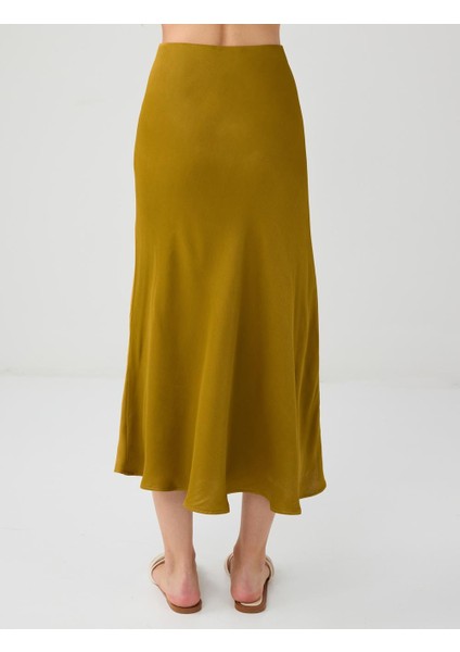 Yağ Yeşili Normal Bel Dar Kesim Uzun Saten Etek indirimleri
