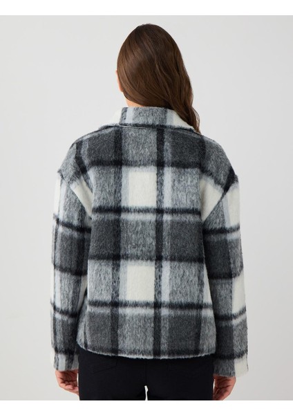 Siyah Uzun Kollu Ceket Yaka Desenli Kaşe Mont indirimleri