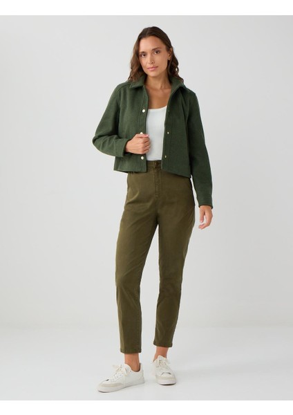 Haki Uzun Kollu Ceket Yaka Çıtçıtlı Kaşe Mont fiyatları