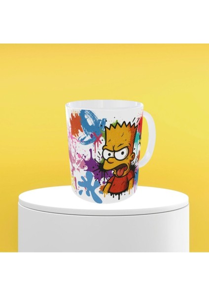 Bart Sımpson Figürlü Graffiti Temalı Tasarım Kupa