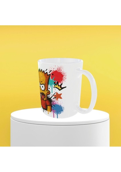 Bart Sımpson Figürlü Graffiti Temalı Tasarım Kupa