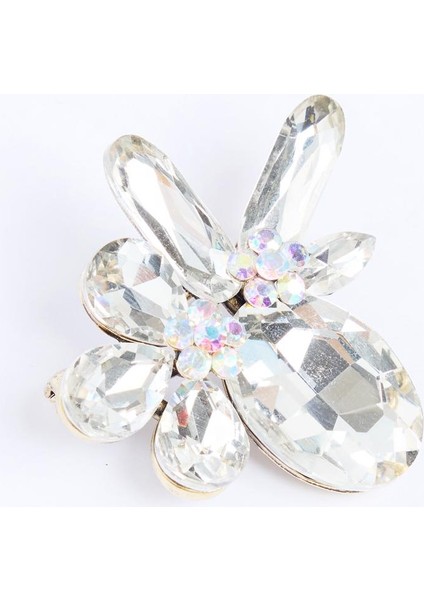 Gümüş Rengi Kelebek Formlu Taşlı Broş