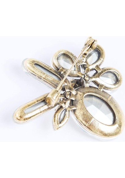 Gümüş Rengi Kelebek Formlu Taşlı Broş fiyatları