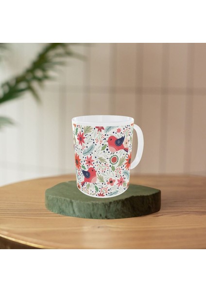 Modern Şirin Kırmızı Kuş Desenli Tasarım Kupa modelleri