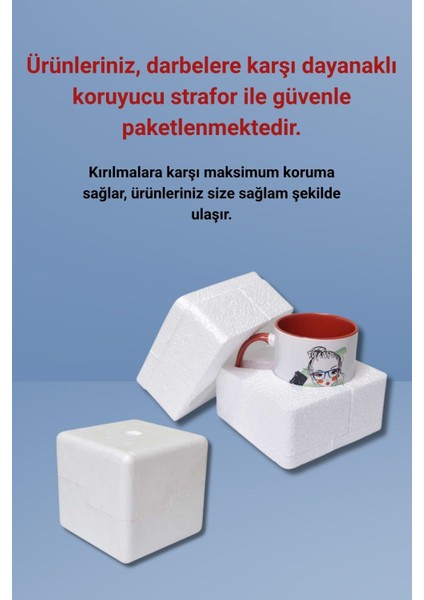 Modern Şirin Kırmızı Kuş Desenli Tasarım Kupa