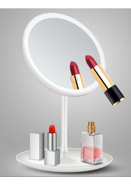 LED Işıklı Makyaj Aynası – 3 Renk Ayarı, USB Şarjlı