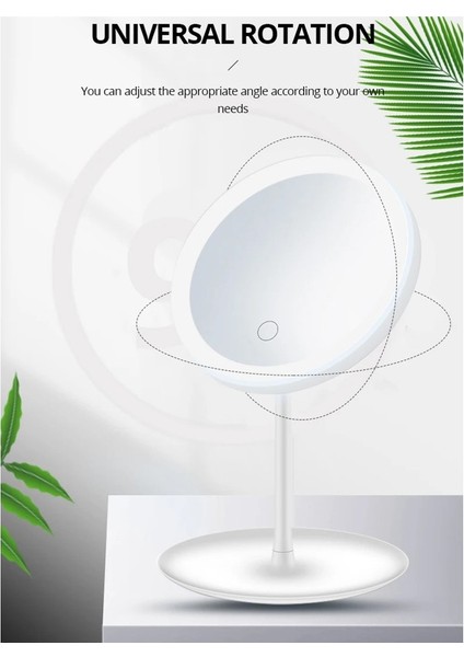 LED Işıklı Makyaj Aynası – 3 Renk Ayarı, USB Şarjlı