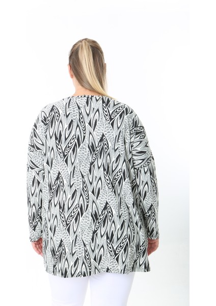 Yünlü Viskon Desenli Likralı Kadın Büyük Beden Tunik modelleri