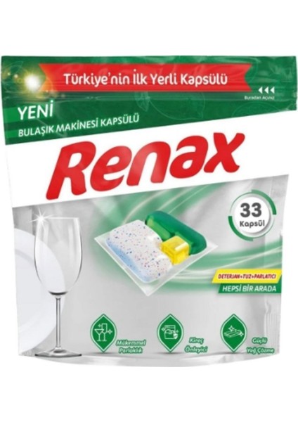 Bulaşık Makinesi Kapsülü Hepsi Bir Arada 33'lü Güçlü Temizlik ve Ekstra Parlaklık