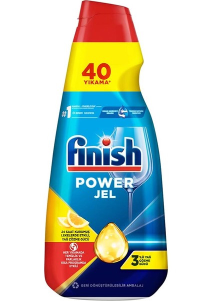 Hepsi Bir Arada Konsantre Jel Bulaşık Makinesi Deterjanı 1000 ml Limon Kokulu Cam Koruma Özellikli
