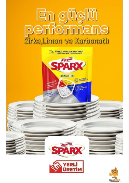 Sparx Bulaşık Makinesi Kapsülü 120 Yıkama Sirke Limon Karbonat İçerikli Güçlü Yağ Çözücü