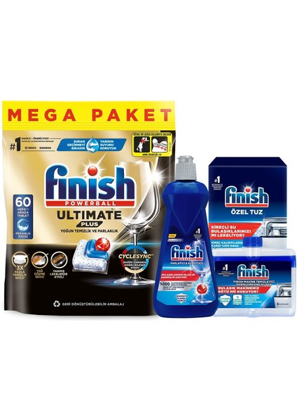 Ultimate Plus Bulaşık Makinesi Tableti 60 Yıkama Limon Kokulu Parlatıcı Temizleyici