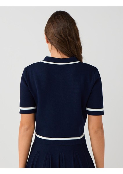 Lacivert Gömlek Yaka Dirsek Kol Triko Hırka indirimleri