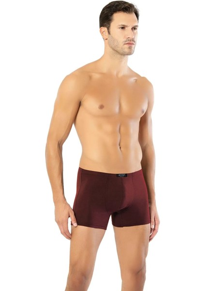 Erkek Penye Boxer Lastikli Renk - Bordo 6&#039;LI Paket Büyük Beden - BCP1.KOKTAF10A09BTL-BOR-3XL