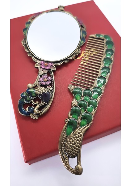 Renkli Taşlı Özel Kutusunda Hediyelik Ayna Takımı modelleri